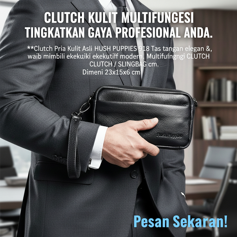 HUSH PUPPIES TAS HAND BAG PRIA 918 HITAM PREMIUM KULIT ASLI | TAS SELEMPANG MULTIFUNGSI