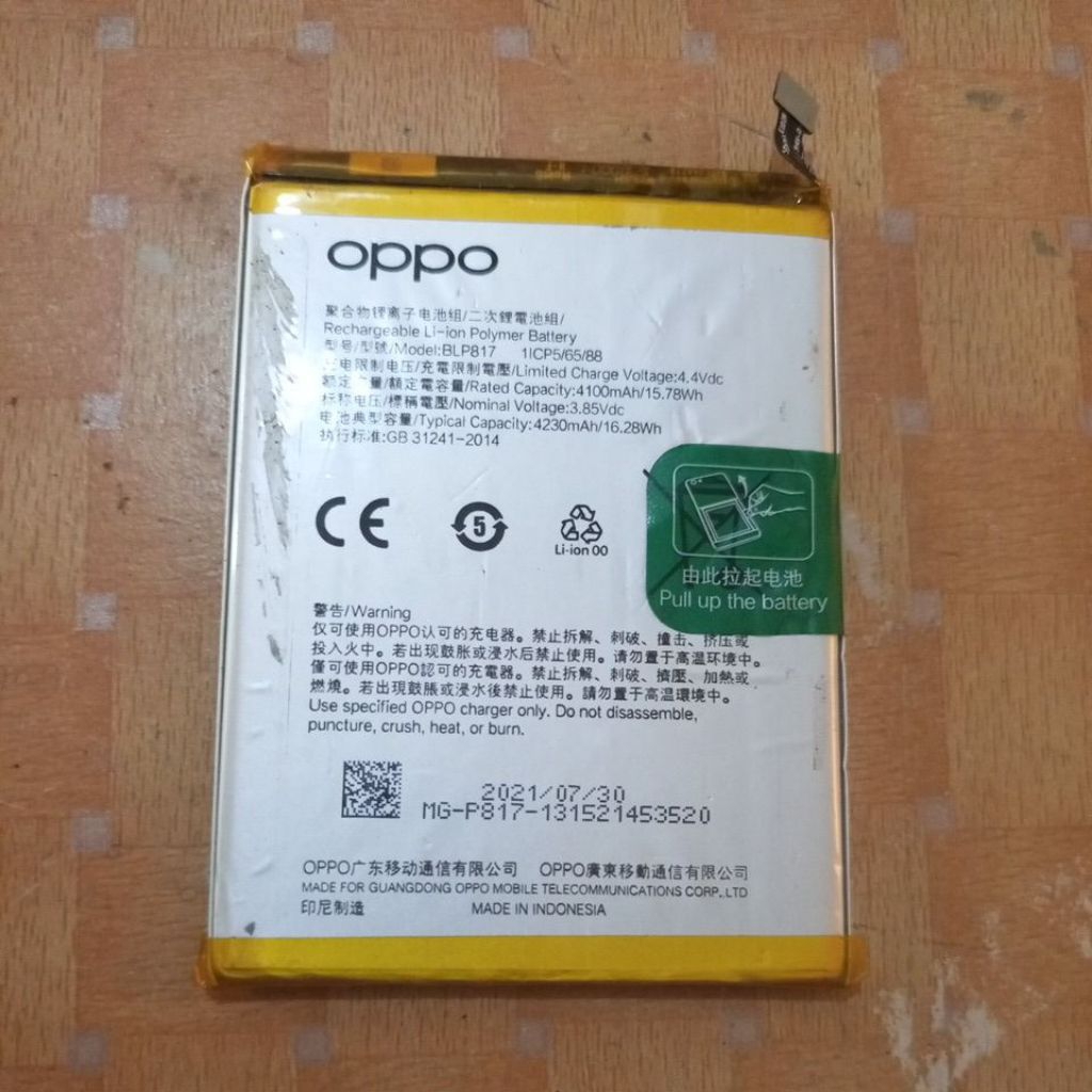 batre oppo a15 blp817 ori copotan