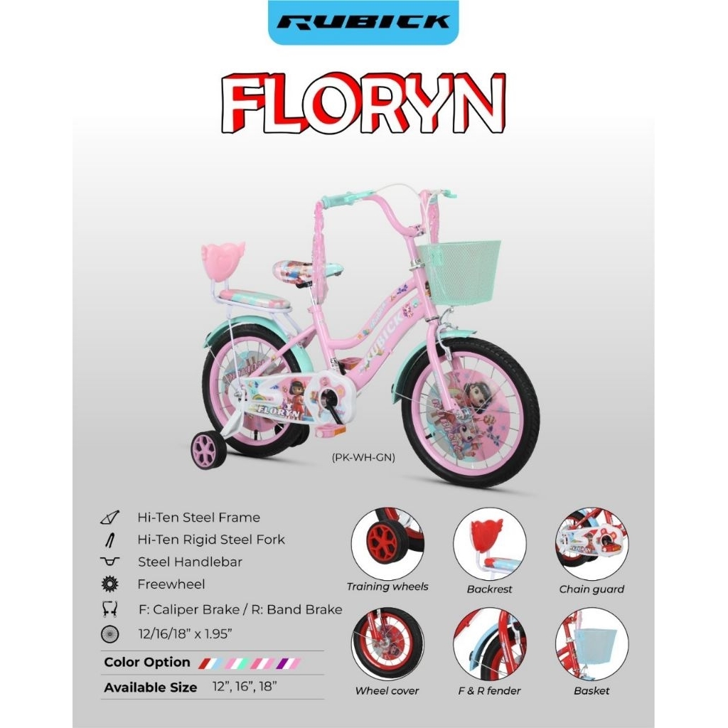 Sepeda Anak Perempuan 16 Inch Rubick Floryn