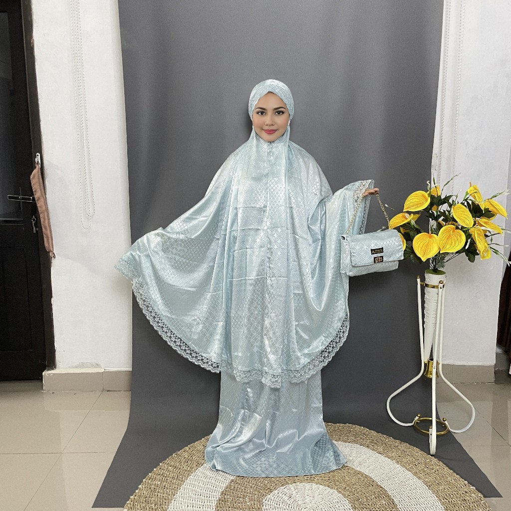 Arbifa | Mukena Dewasa Sutra Silk Premium Renda Mewah Jumbo