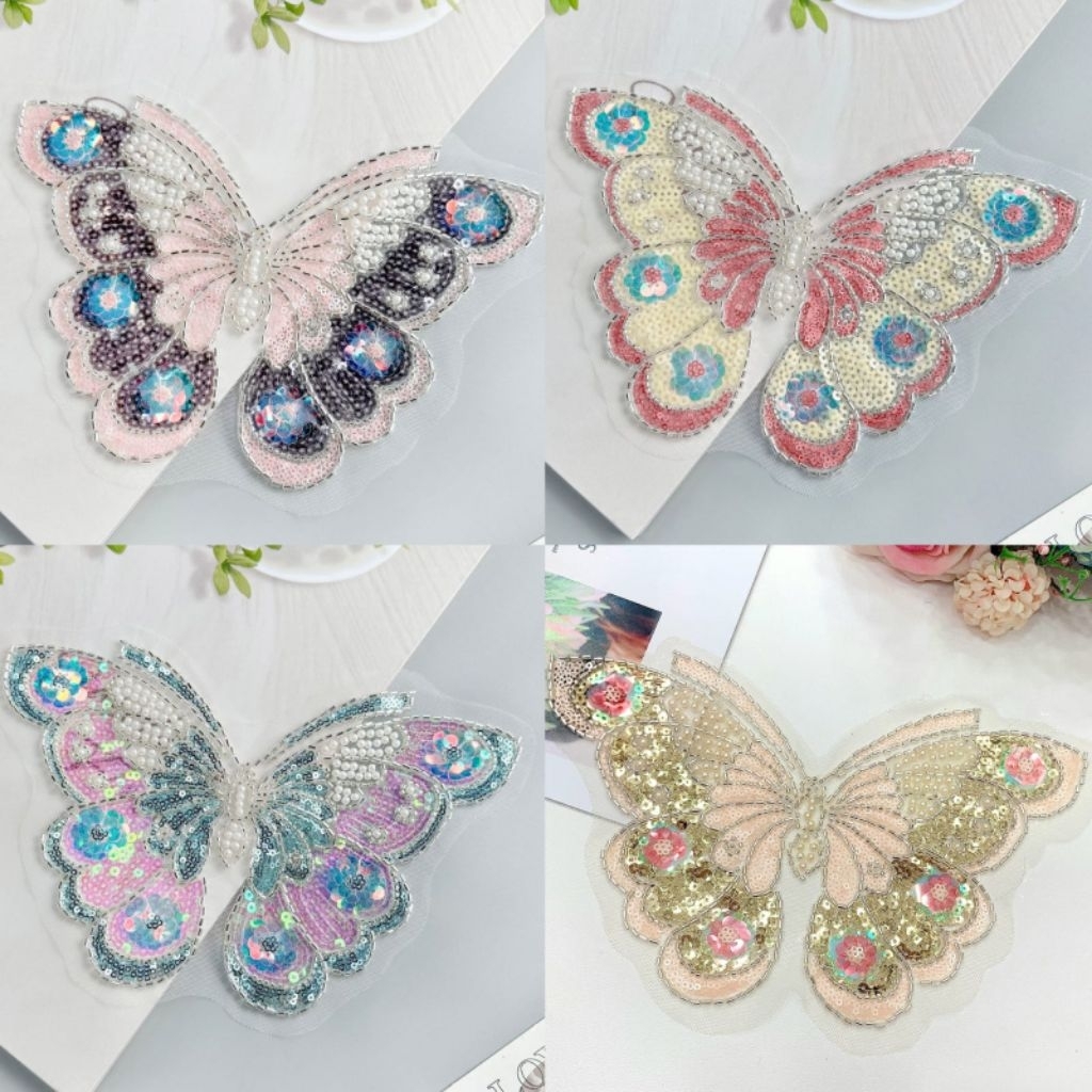 bordir kupu payet, aplikasi birdir kupu payet