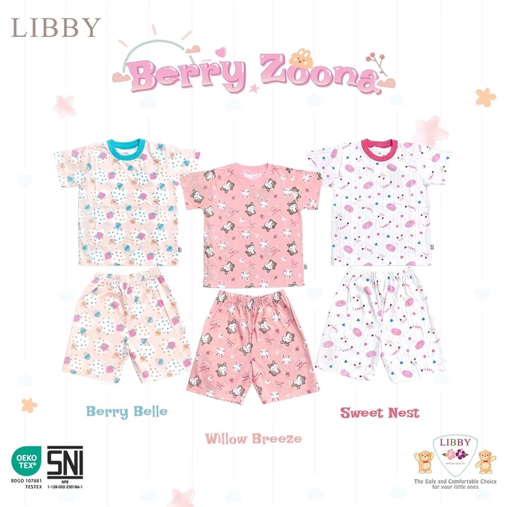 Makassar  Setelan Oblong Pendek Kancing Pundak Libby Baby Mixed 3 PCS