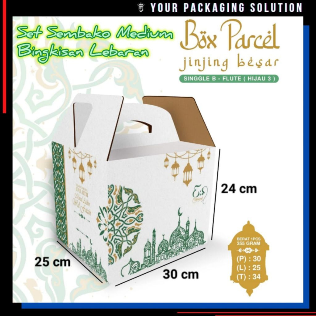 BOX PARCEL JINJING BESAR Uk. 30x25x24cm || Kardus Kue Lebaran || Kardus Sembako || Kardus Idul Fitri