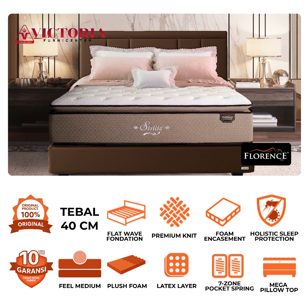 Florence  Sisilia  Fullset  Full Set  180 x 200  180x200  Kasur Spring Bed Springbed Termurah Paling