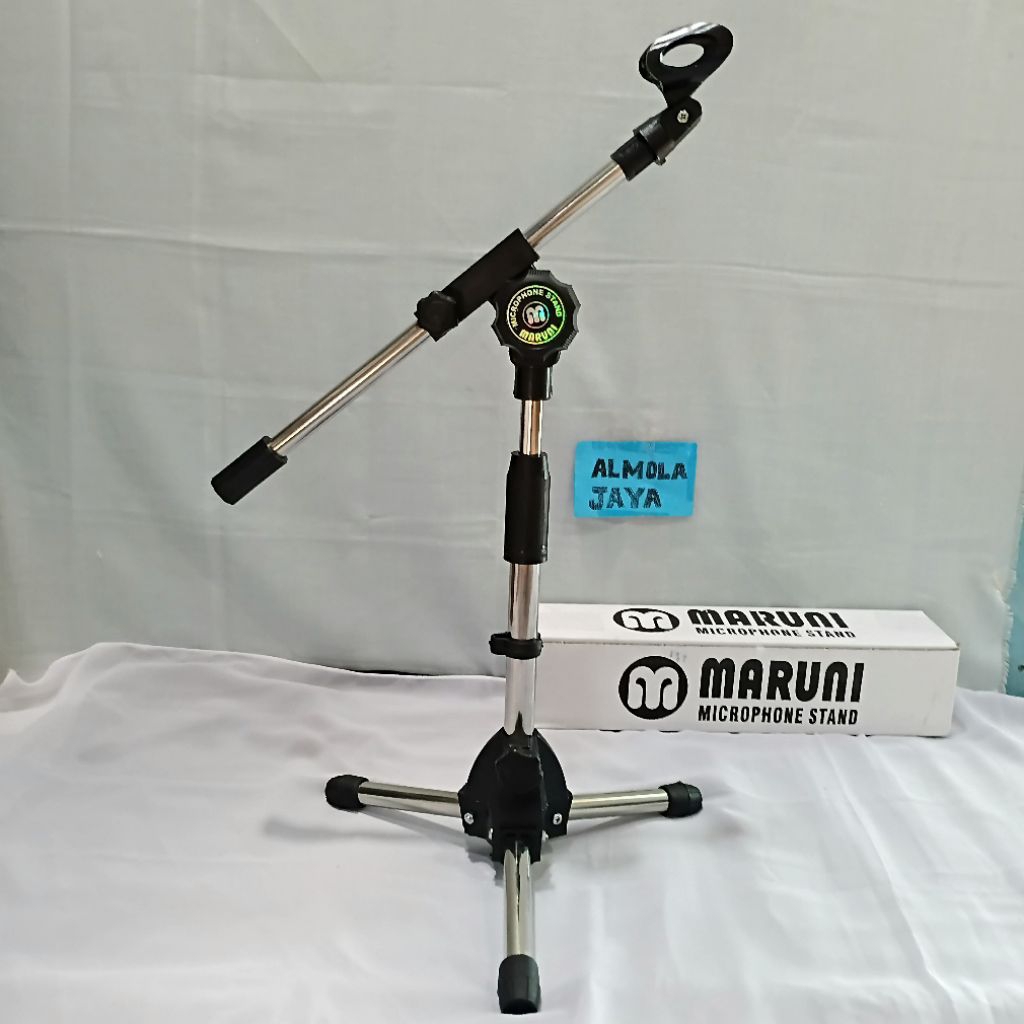 Stand Mic maruni stainless pendek plus holder mic