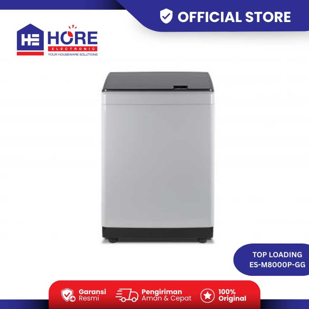 MESIN CUCI 1 TABUNG SHARP ES M8000P GG / MESIN CUCI SHARP TOP LOADING 8KG / SHARP ES M8000P GG