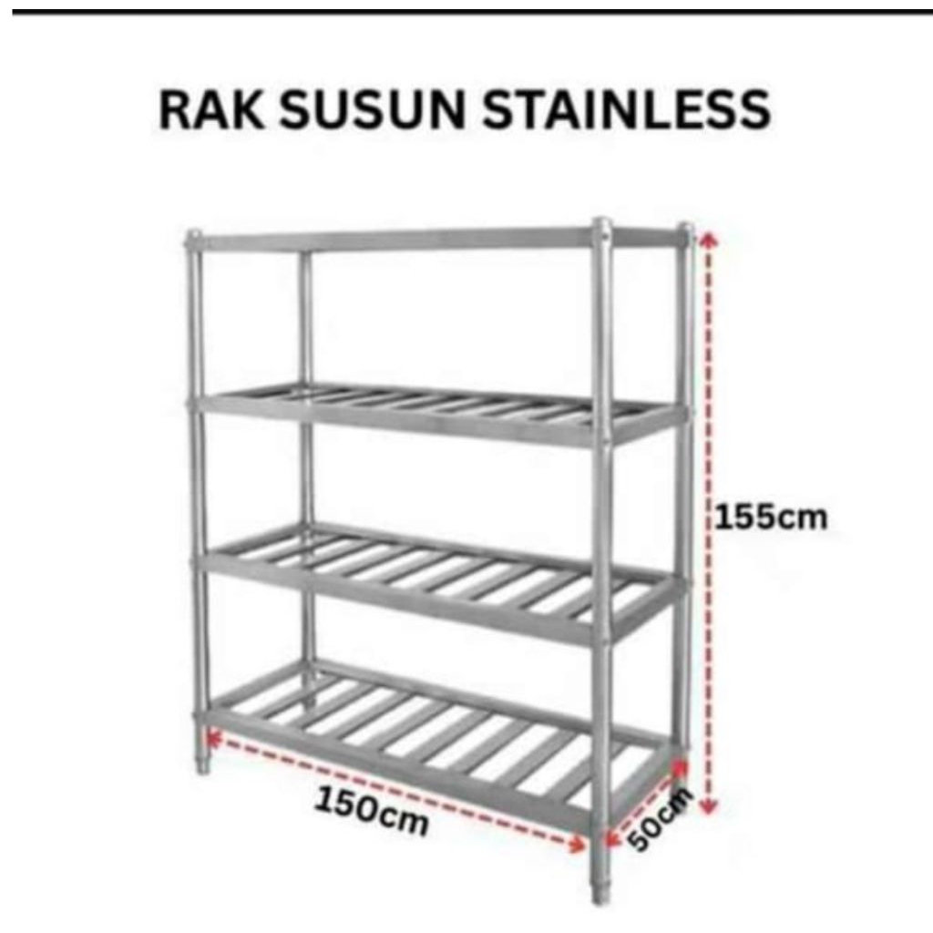 RAK SUSUN STAINLESS STEEL 4 SUSUN EQUIPMENT DAPUR MBG