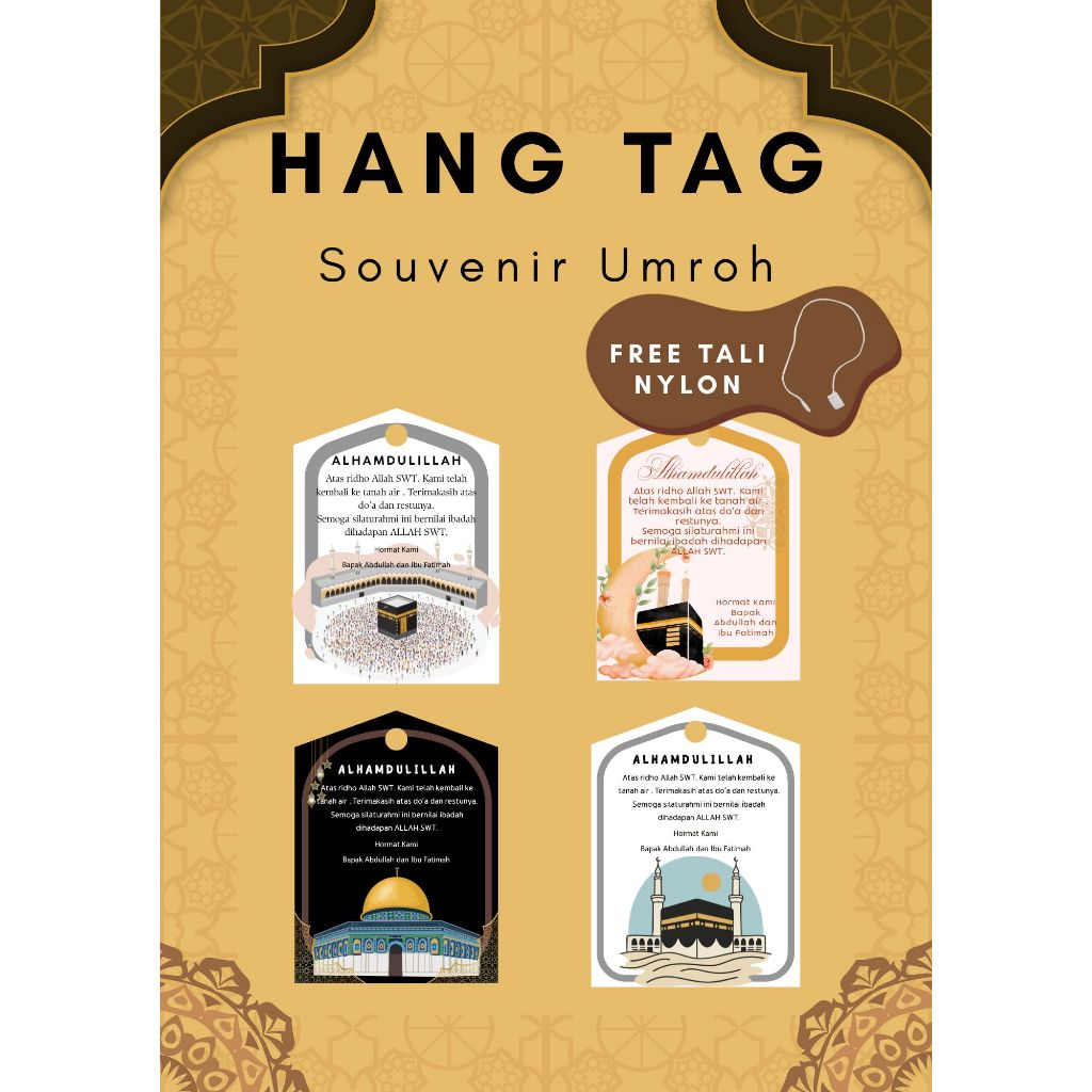 Hang Tag Souvenir Umroh | Custom Hang Tag Souvenir Umroh