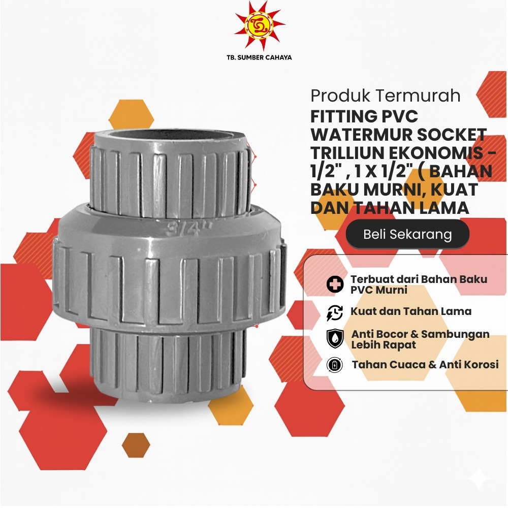 Trilliun Watermur PVC 1/2" | 1 x 1/2" Watermur Fitting Pipa