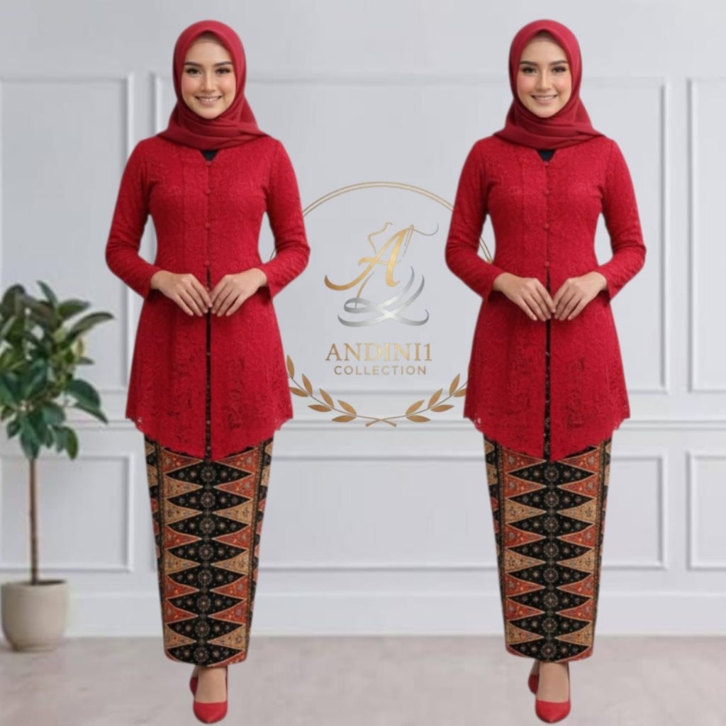 Kebaya Encim Tunik Model Krah Kartini Lengan Panjang