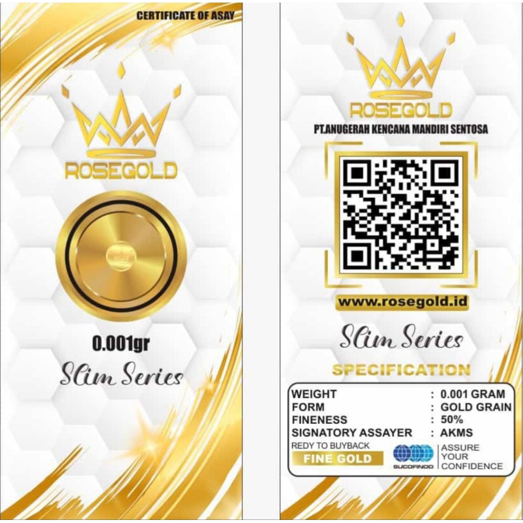 ROSE GOLD SLIM 0,001 GRAM LOGAM MULIA EMAS MURNI