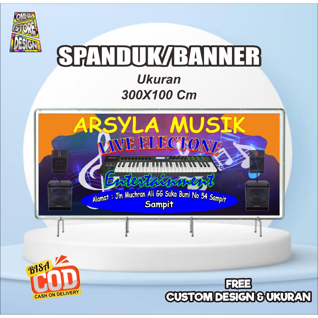 Spanduk Banner 300X100CM Musik Custom Ukuran Dan Design