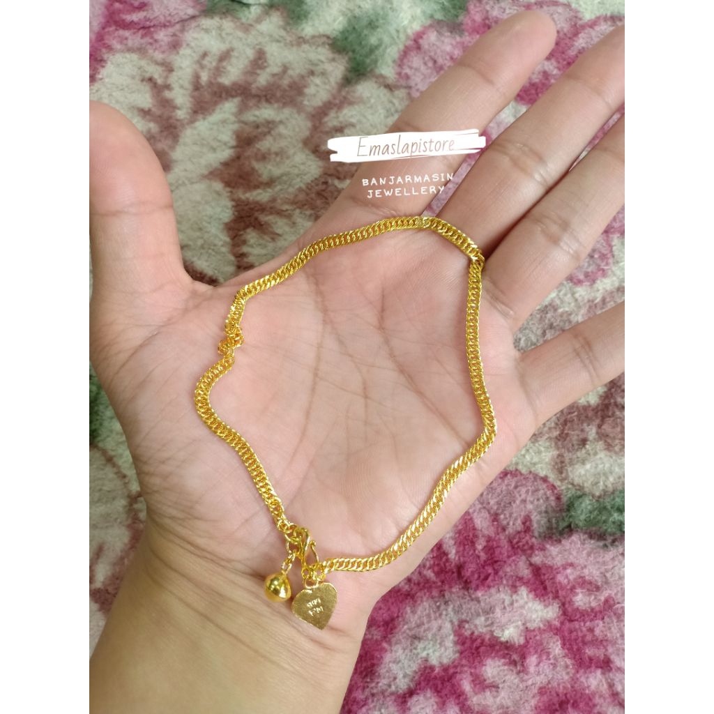 Gelang Kaki Rantai Sasap Klasik Lapis Emas 999 Banjar