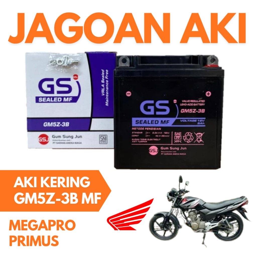 Aki Motor Honda Megapro Primus GM5Z3B Aki Kering Accu Kering MF