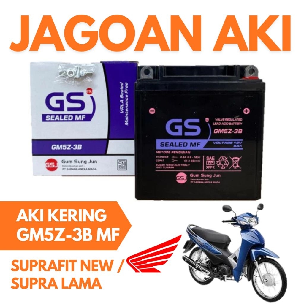 Aki Motor Honda Suprafit New / Supra Lama GM5Z3B Aki Kering Accu Kering MF