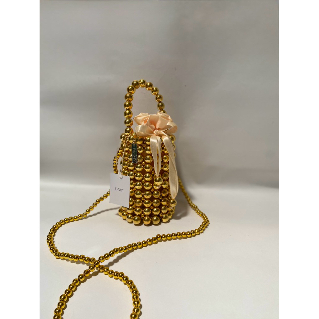 FANMY || gold daisy pearl bag | beads bag | beaded bag | pearls bag | tas mutiara | tas manik manik 