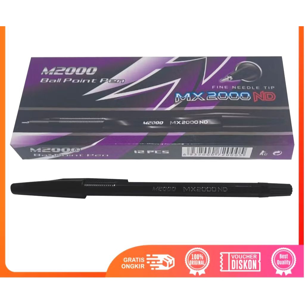 1 lusin Pulpen M2000 - Pulpen hitam m2000