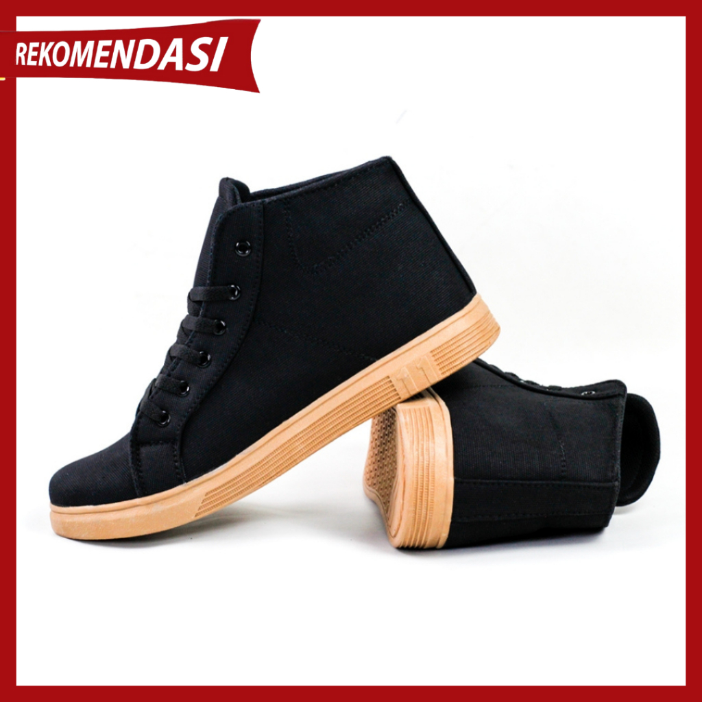 Sepatu Sneakers Pria Boot Casual Terbaru Kekinian Sepatu Sniker Cowok Keren Ringan Hitam Piktor