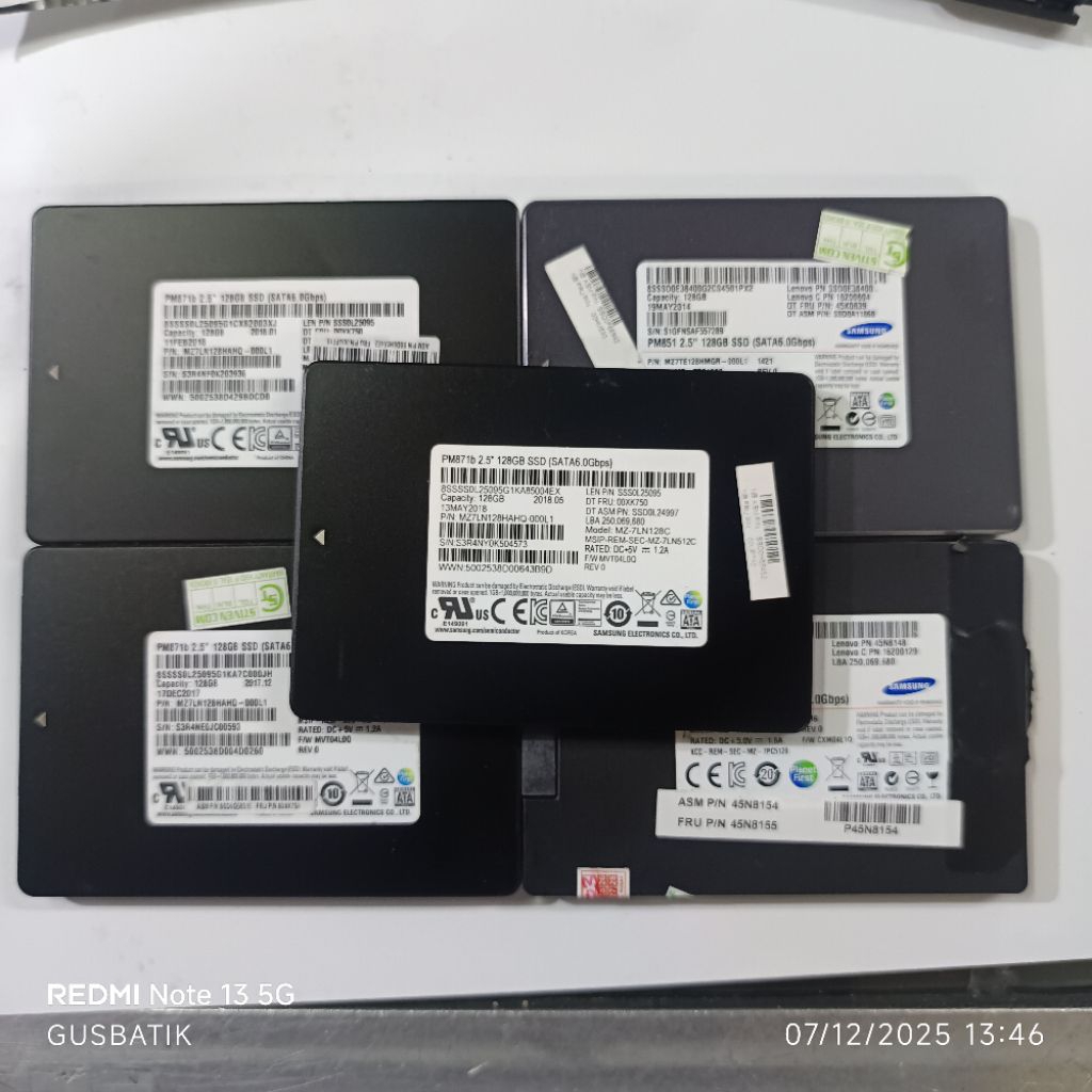Ssd Sandisk 128GB 128 GB Sata 2.5 inch Second Original Samsung Sandisk X110 X300s X400 X600