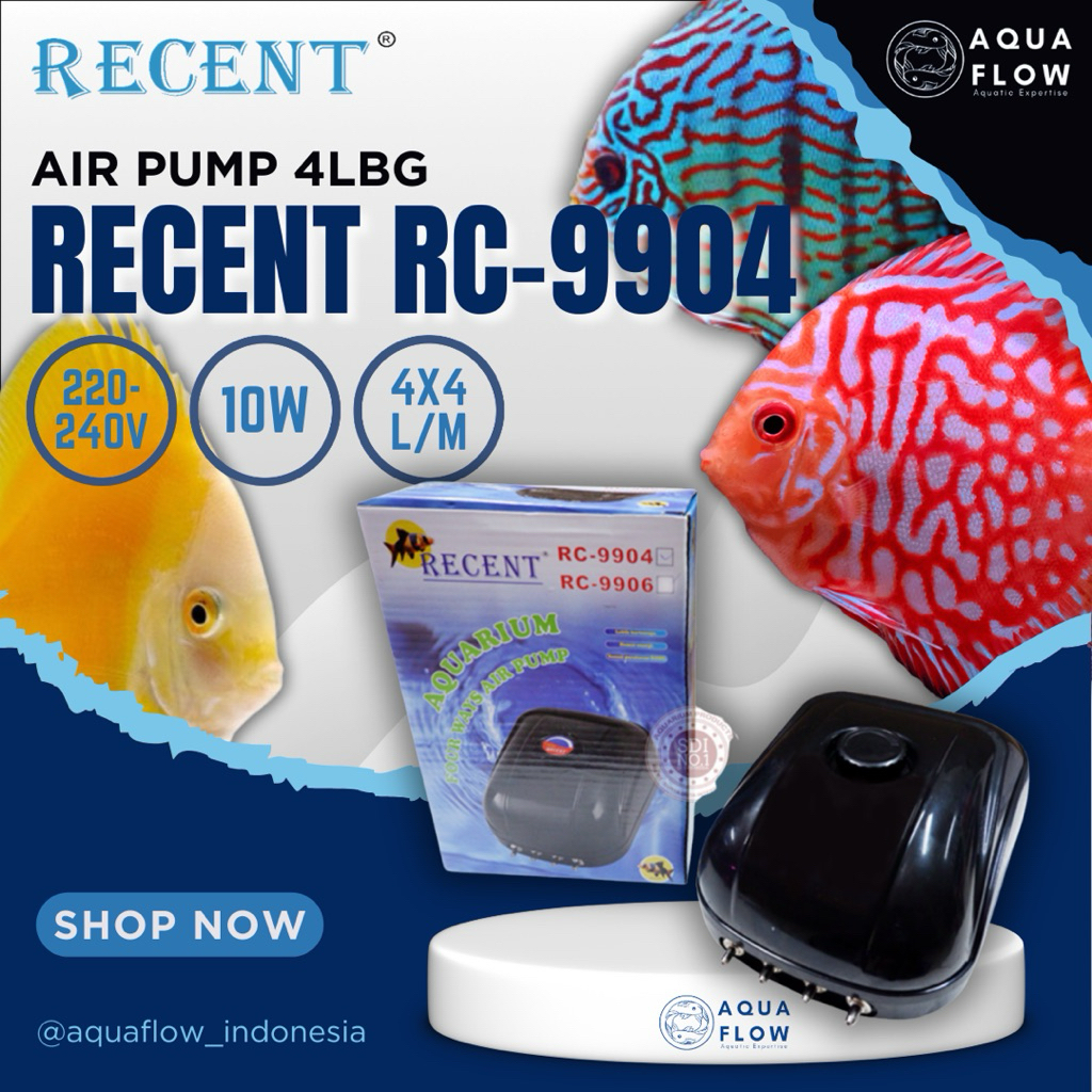 Air Pump 4LBG Recent RC 9904 4x4L/M 10W / Aerator Aquarium / Air Pump 4 Lubang