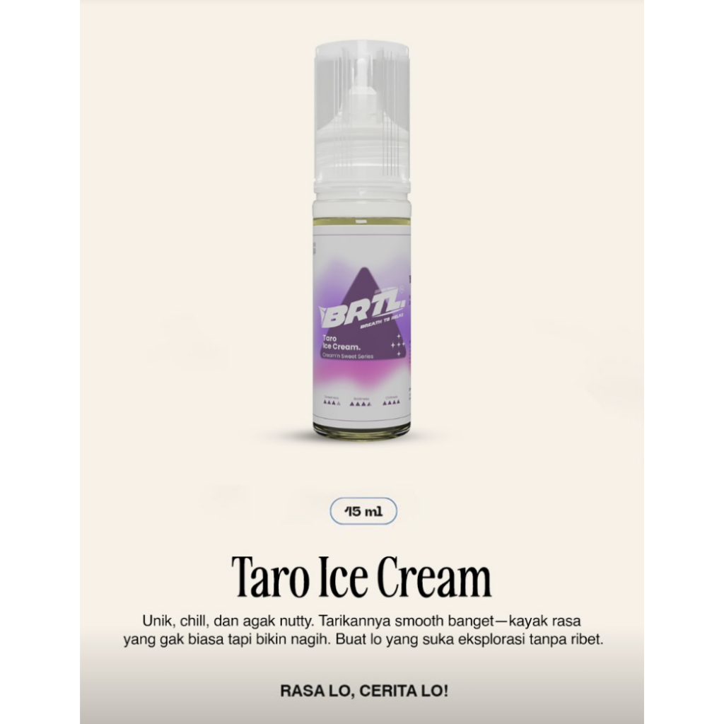 Liquid BRTL Cream'N Sweet Taro Ice Cream Salt Nic 20MG 15ML ( 1 Botol )