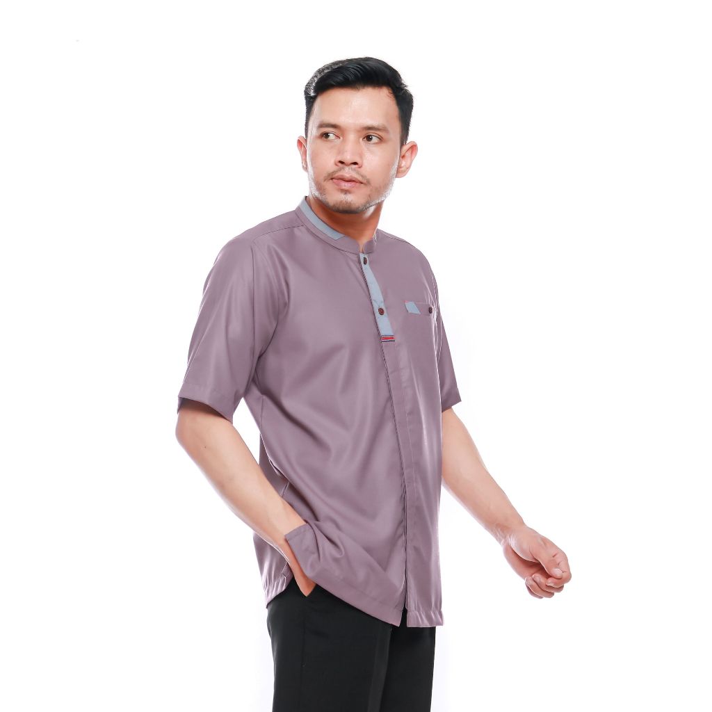 ANR FADILLAH-Kemeja koko Pria dewasa Lengan Pendek mauve
