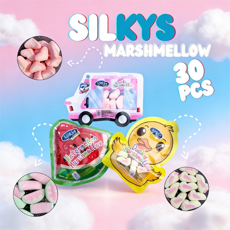 MARSHMALLOW KARAKTER LUCU – PAKET 30 PCS – HALAL BPOM – JAJANAN ANAK – GROSIR MURAH