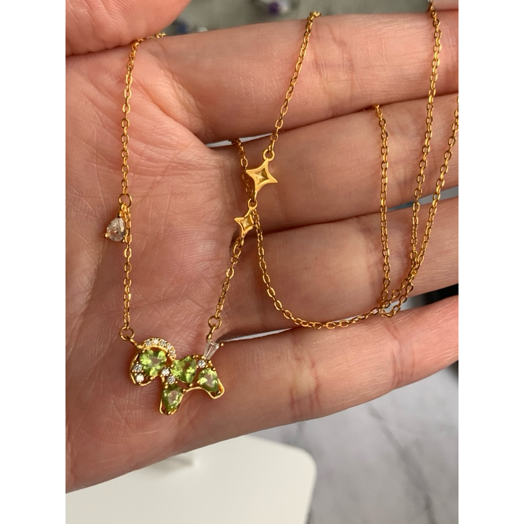 Kalung S925 Peridot, Tourmaline