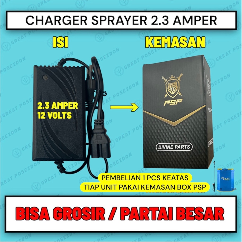 CAS 2.3A TANGKI SEMPROT HAMA ELEKTRIK AKI BATERAI CHARGER BATTERY ELECTRIC SPRAYER UTK HIU CBA DGW