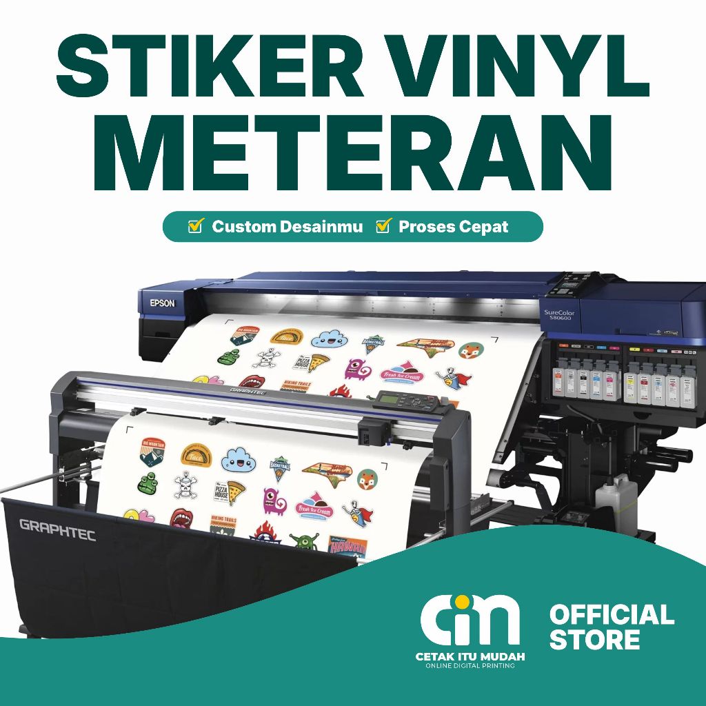 Cetak Stiker Vinyl Print Stiker Outdoor Meteran Waterproof Mesin UV