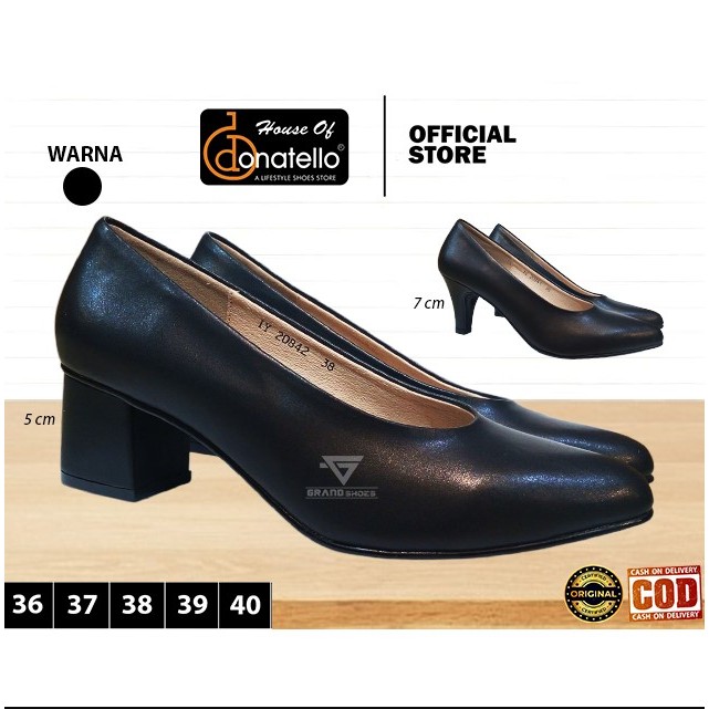 DONATELLO Sepatu Formal Formil kulit Kerja Kantor hak tahu kasual Wanita perempuan original
