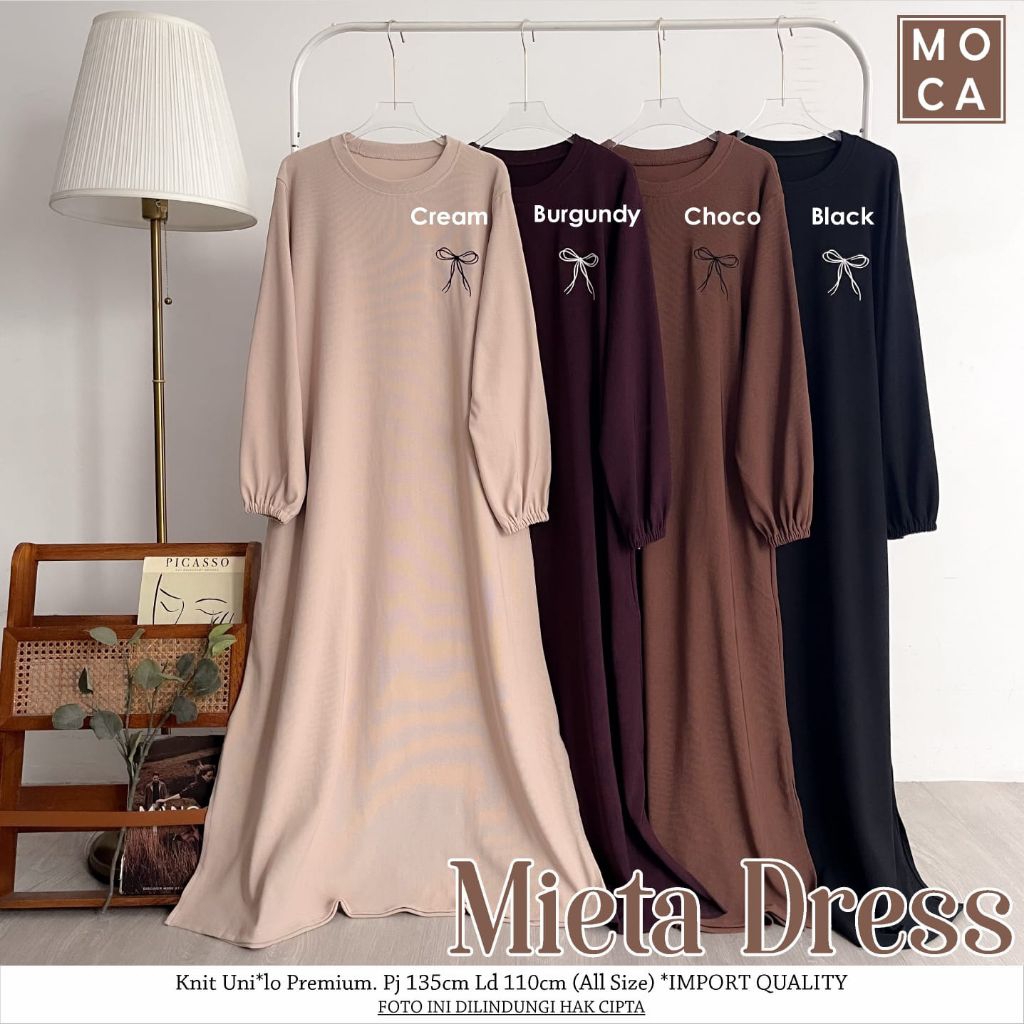 Mieta Dress Gamis Polos Jumbo Allsize Busui Premium Knit Uniqlo Original Ori Moca Berlabel