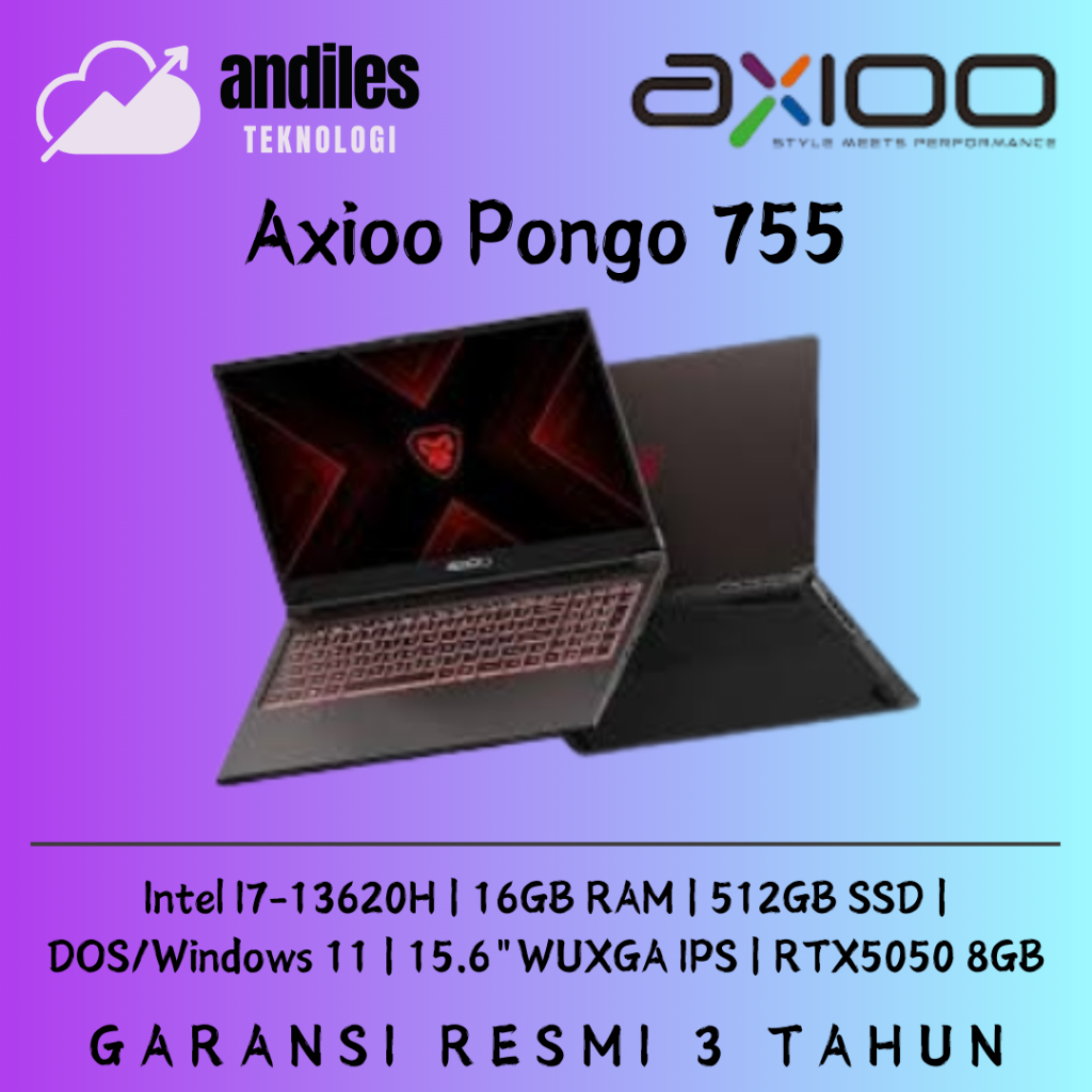 Axioo Pongo 755 Core i7-13620H 16GB DDR5 512GB 15.6" WUXGA IPS 165Hz Axioo Pongo Gaming