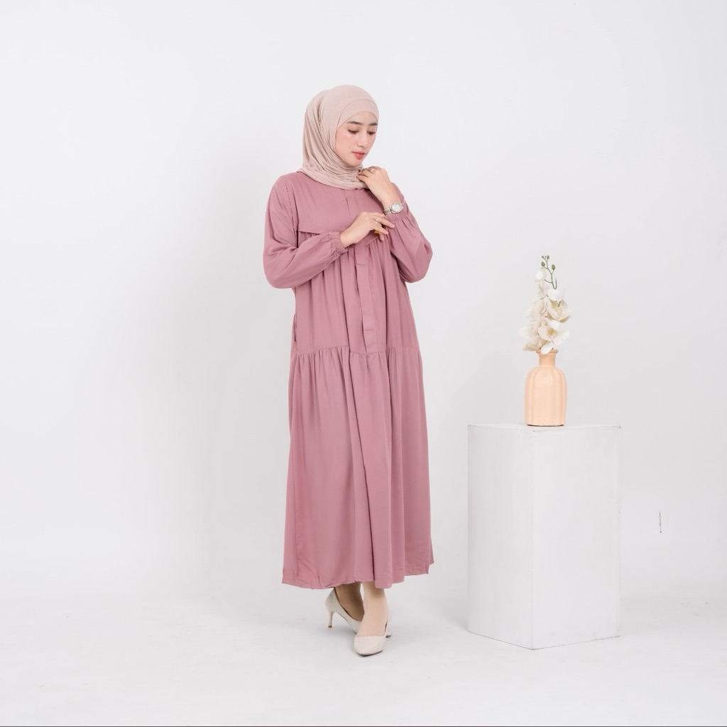 CLARINDA - Gamis Polos Rayon Twill Premium/Gamis Casual/Kayla Series/LD120
