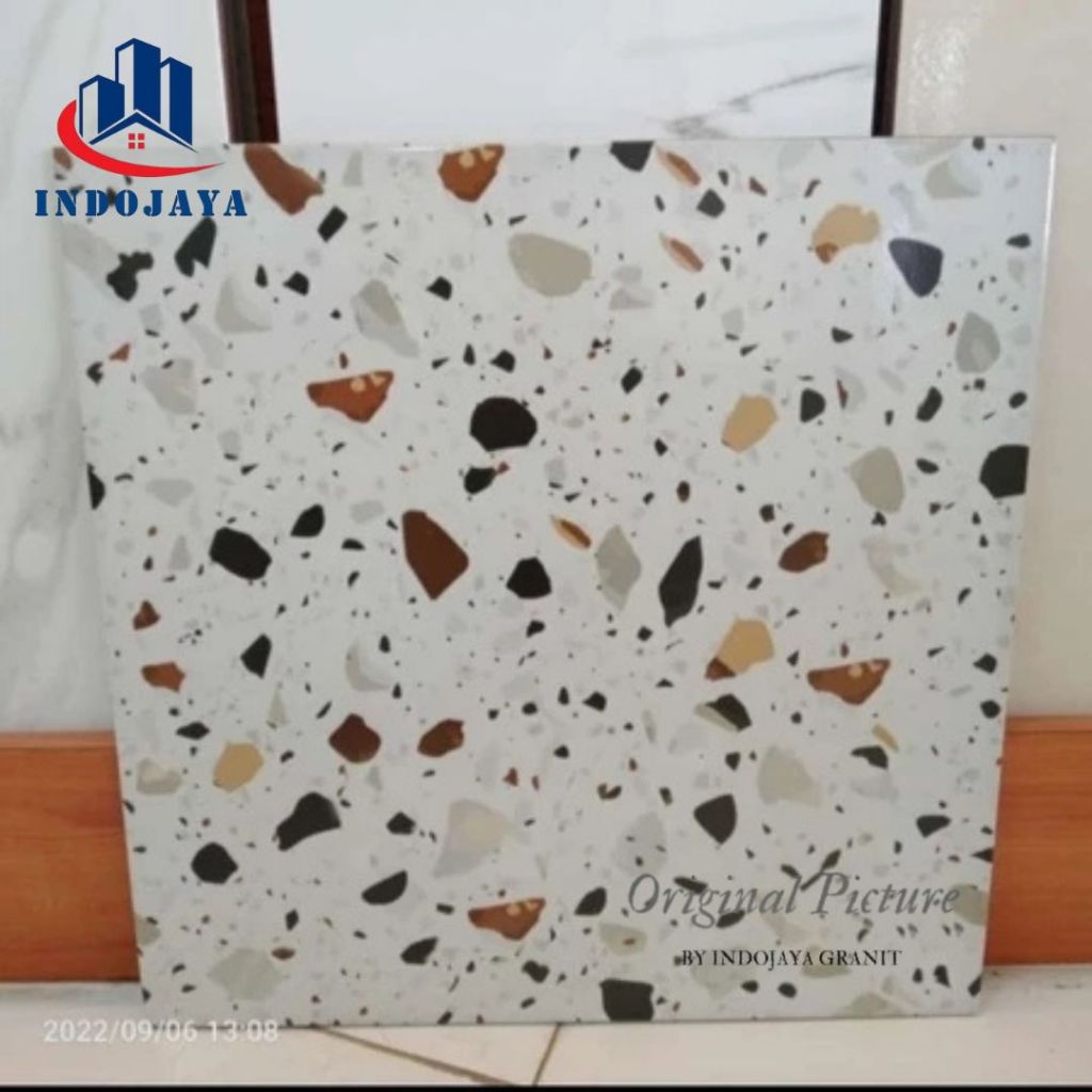 granit lantai dinding toilet 60x60 motif terazzo mett keset tidak licin keramik kamar mandi