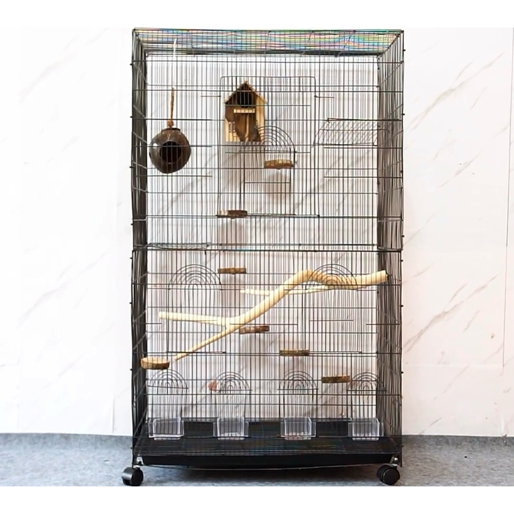 kandang BEKAS sugar glider besar lengkap sama loncatan kayu perintilan rumah roda mainan bonus pouch