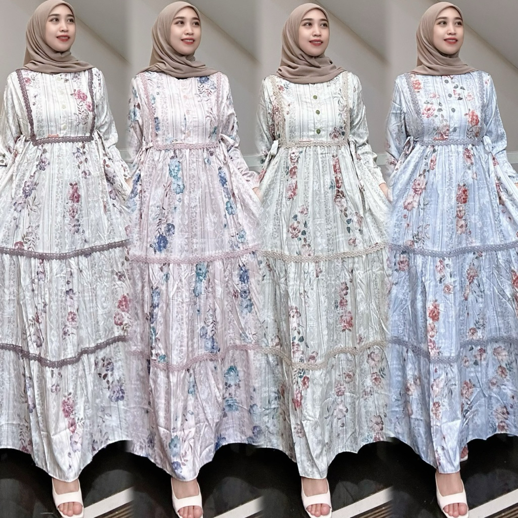 READY STOK SALVINA MIDI JAGUAR TALI SAMPING MOTIF BUNGA