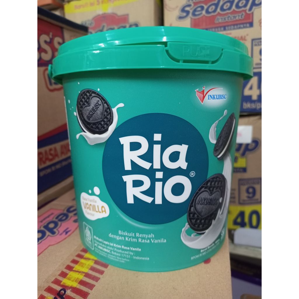 Ria Rio Biskuit Vanilla 400gr • Biskuit Sandwich Renyah Krim Vanila • Bucket Besar Murah
