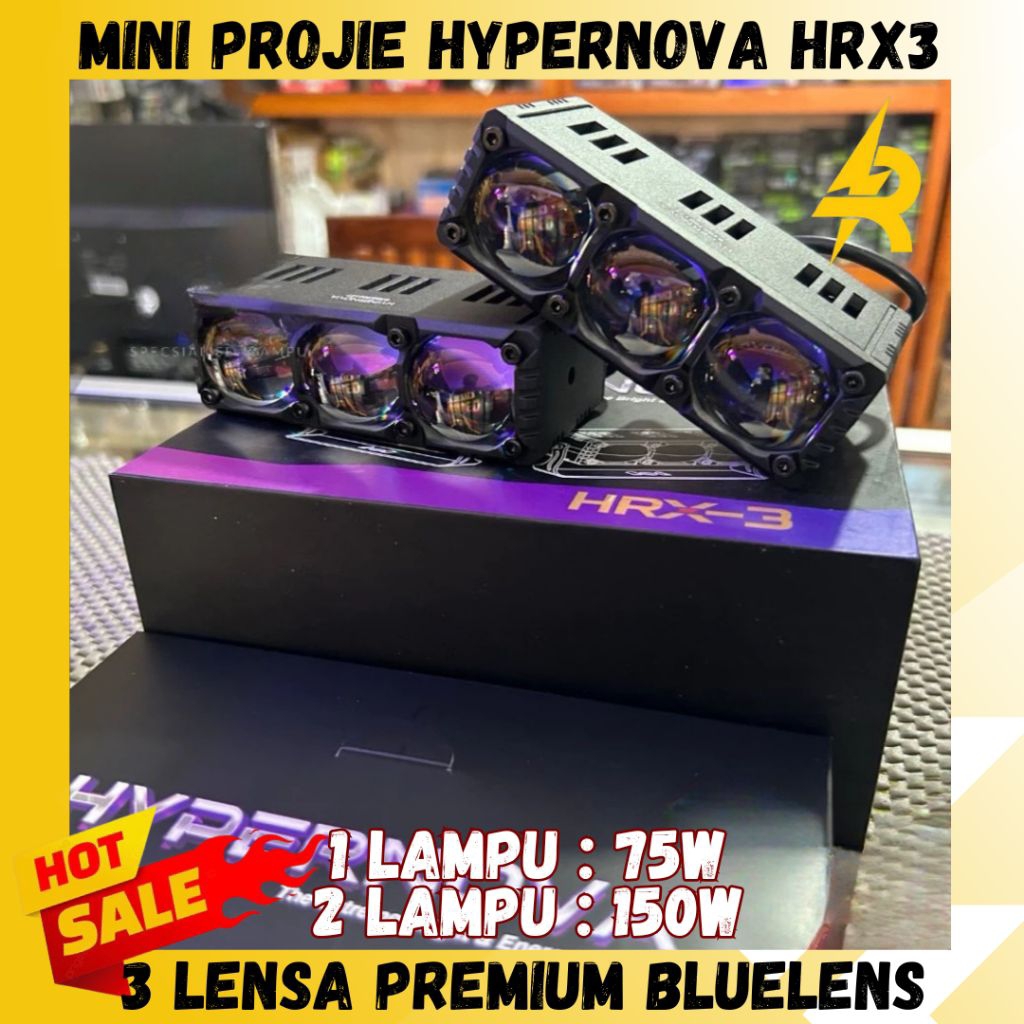 HYPERNOVA - ORIGINAL HRX3 V3 MINI LASER TRIPLE LENS HRX3 150 WATT 3 LENSA PREMIUM BLUELENS LASER TRI