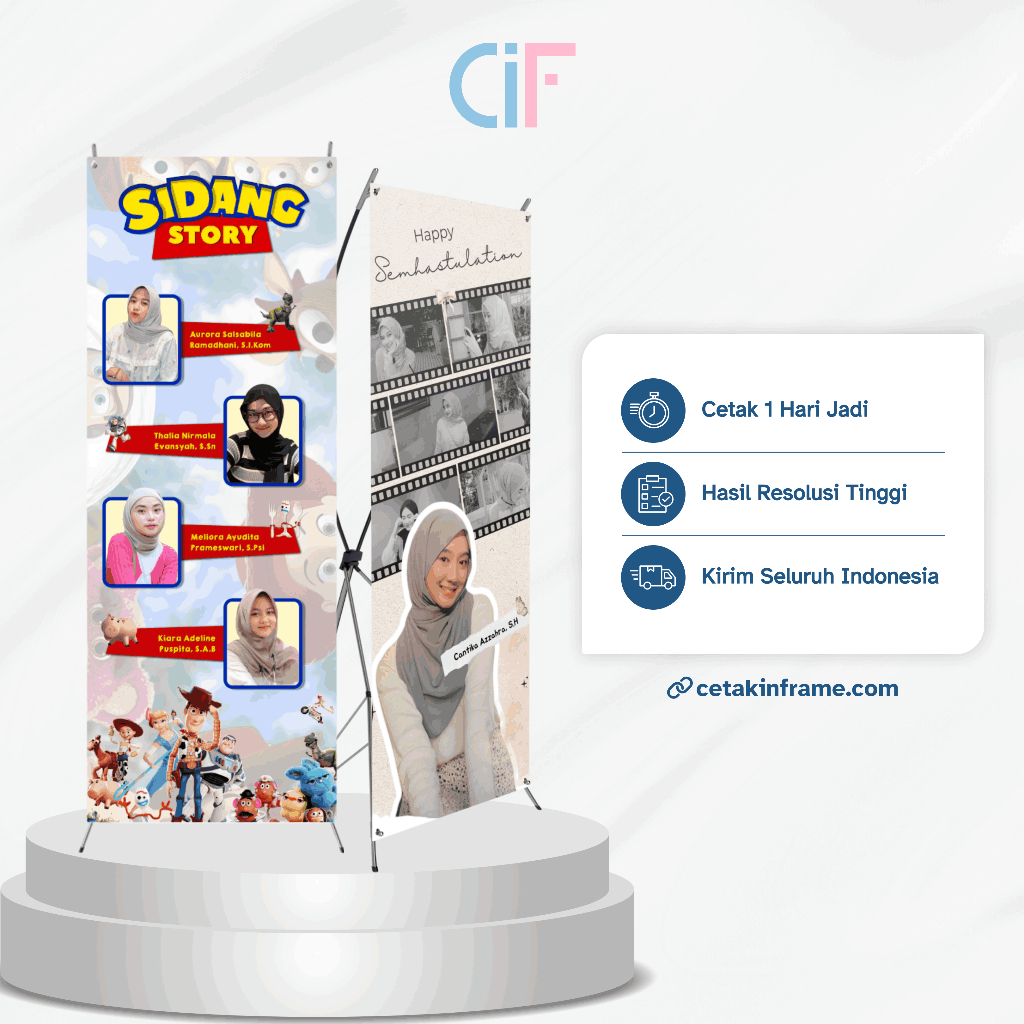 Banner Sidang Wisuda Custom + Tiang X/Y | Cetakinframe