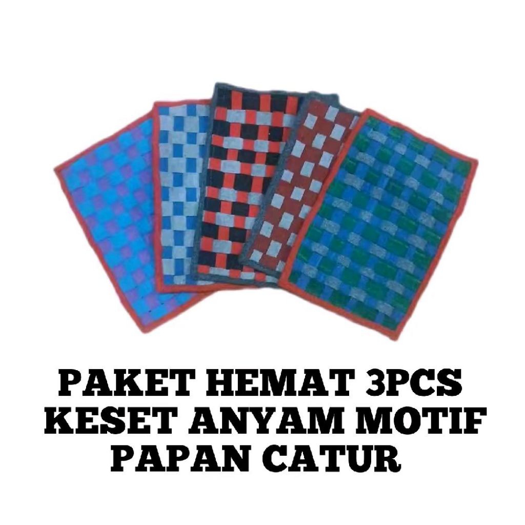 PROMO 3 PCS KESET ANYAM MOTIF KOTAK PAPAN CATUR/PAKET HEMAT 3PCS KESET ANYAM TEBAL MOTIF KOTAK PAPAN