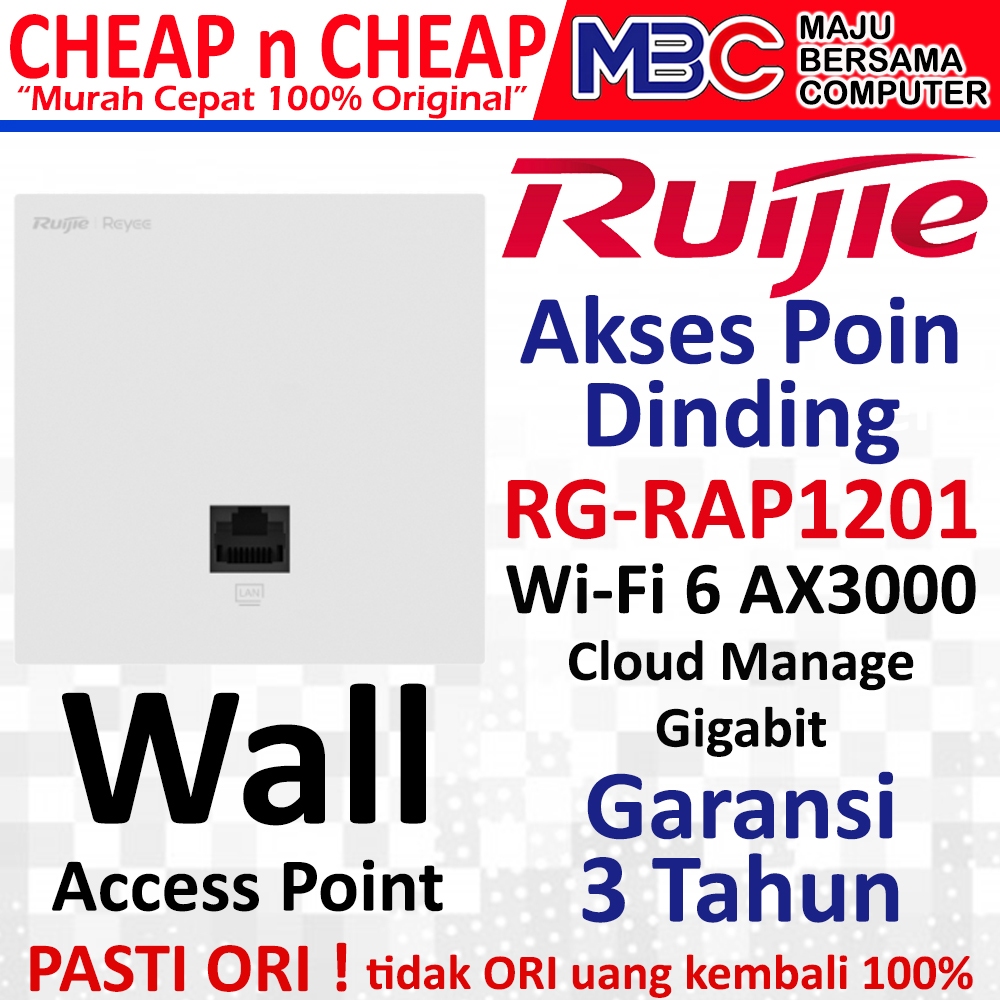 Ruijie RG-RAP1261 Wi-Fi 6 AX3000 Akses Poin Dinding Wall Mounted Dual Band 5G - Wall Plate Access Po