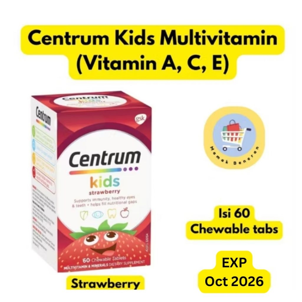 CENTRUM Kids Multivitamin Suplemen Anak strawberry isi 60 chewable tablet