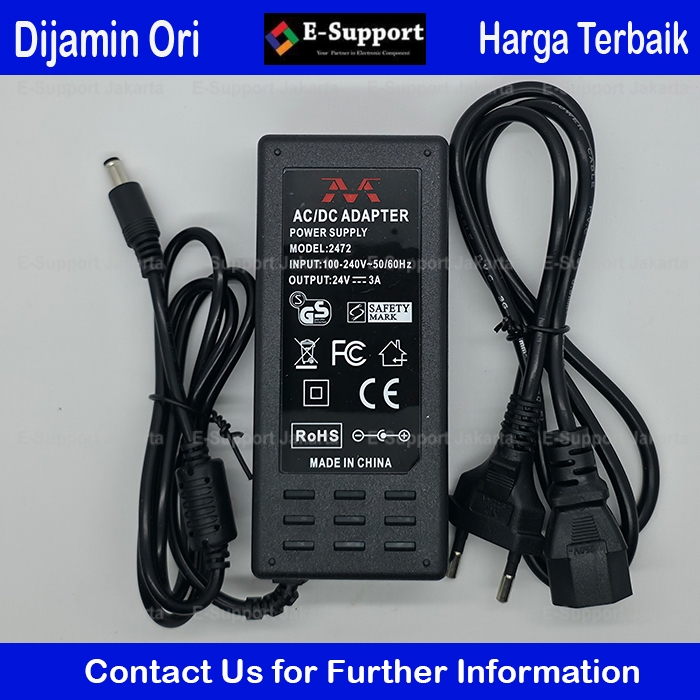 Adaptor Switching 24V 3A untuk Printer, Hub, Modem, dan Elektronik - Speaker, CCTV