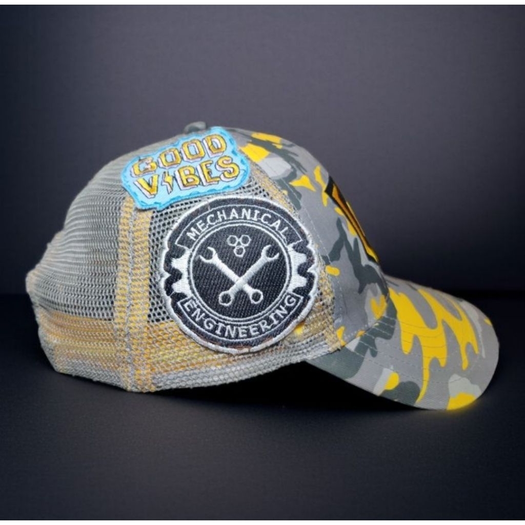 Vintage Camo Caterpillar Trucker Dad Hat