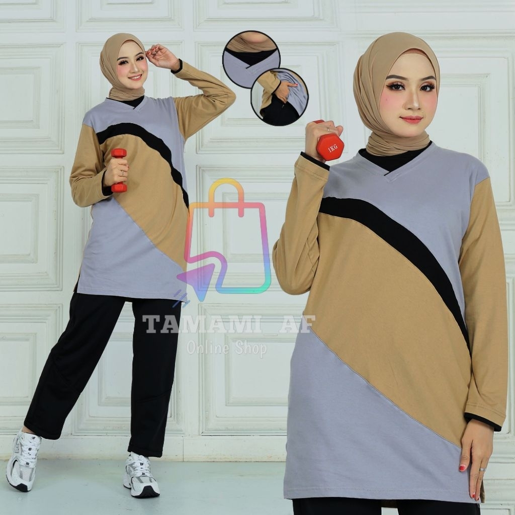 NEW setelan olahraga model tunik/setelan olahraga muslim/setelan olahraga wanita/setelan olahraga mo