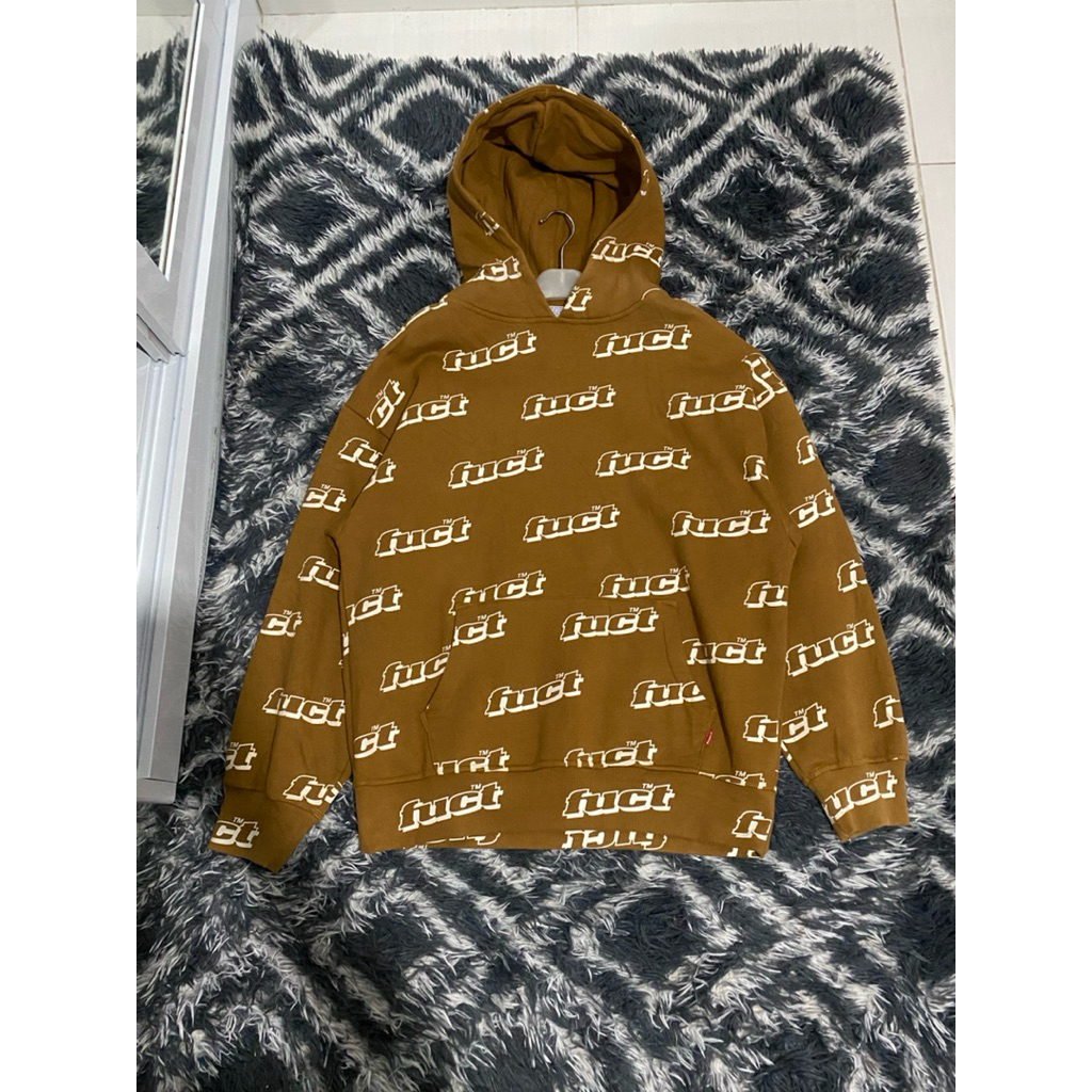 fuct hoodie all over print brown