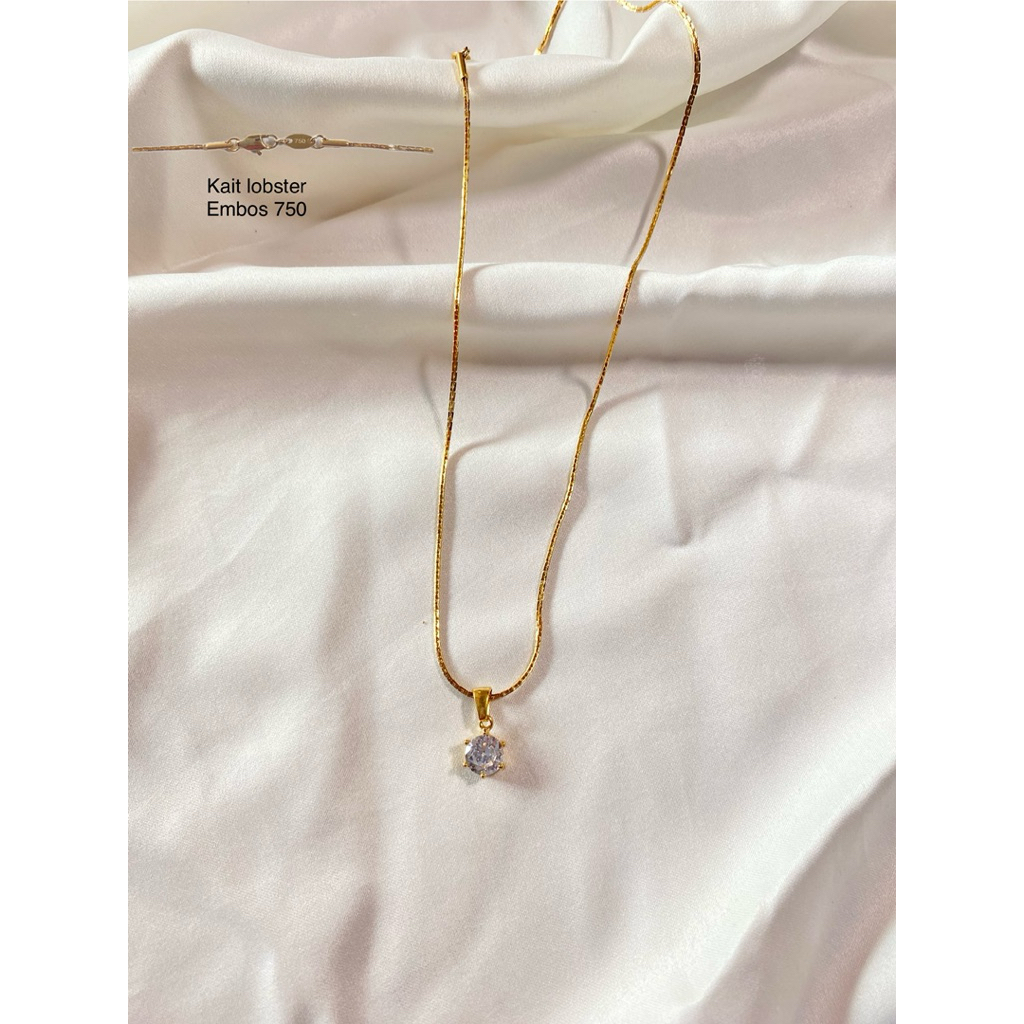 kalunh italy santa permata bulat kecil kait lobster embos 750/titanium asli/kalung premium/kalung an