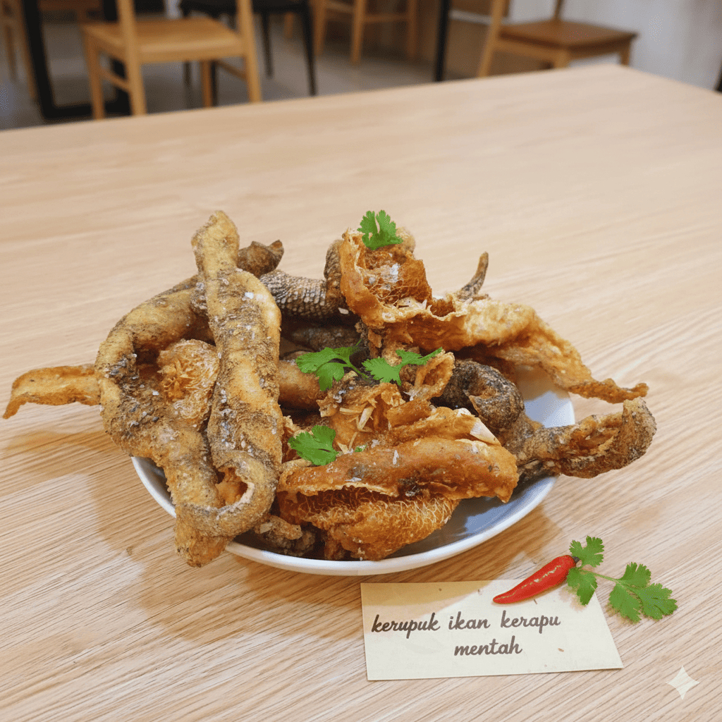 KERUPUK KULIT IKAN KERAPU PREMIUM 100 Gram Mentah