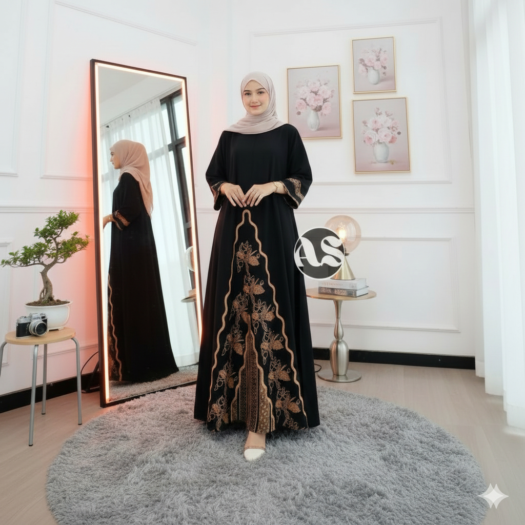 Kaftan India Premium Batik Busui Jumbo Rayon Dress Kekinian Baju Muslim Wanita Abaya Long Dress